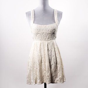 Free People Cream Lace Open Back Mini Dress RARE NWOT